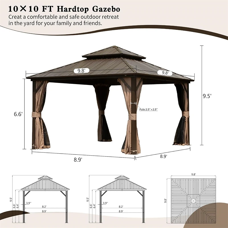 Streamdale 10'x10' Hardtop Aluminum Gazebo