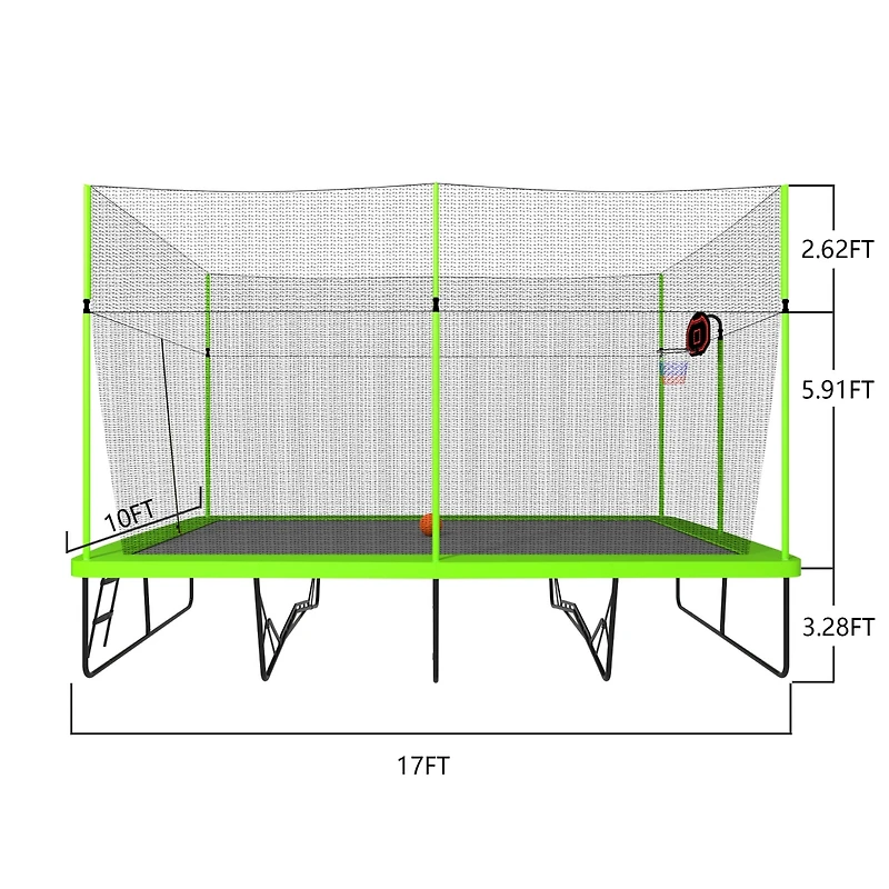Streamdale 10ft x 17ft Rectangular Trampoline with Powder-Coated Steel