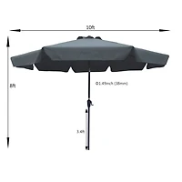 Streamdale Furniture Outdoor Patio Umbrella 10FT With Flap, 8 Pieces Ribs With Tilt An Crank, Without Base