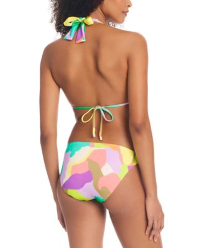 Sanctuary Womens Printed Halter Neck Bikini Top Side Tie Hipster Bottoms