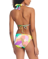 Sanctuary Womens Printed Halter Neck Bikini Top Side Tie Hipster Bottoms