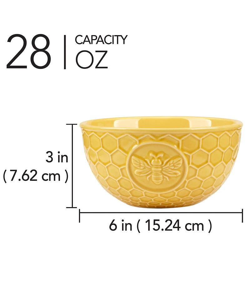Certified International French Bees Set of 4 Embossed Honeycomb Ice Cream Bowls