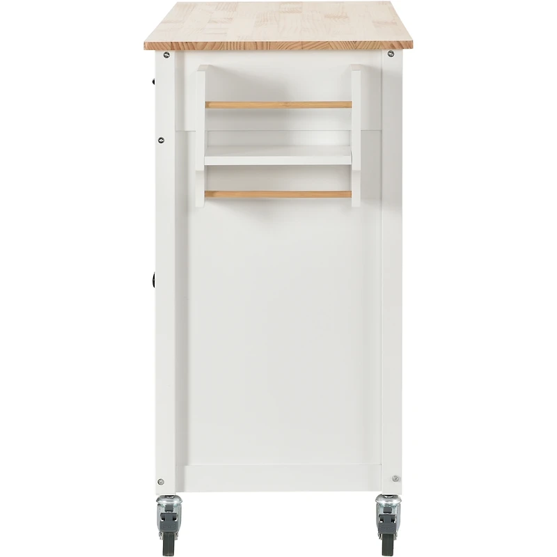 Streamdale Solid Wood Top Kitchen Island Cart with Storage & Towel Rack