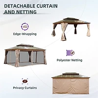 Streamdale 12x16FT Hardtop Gazebo with Polycarbonate Roof & Curtains