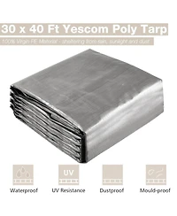 Yescom 30x40 Ft Waterproof Poly Tarp with 25 Ball Bungees Protect Cover 10mil Tarpaulin