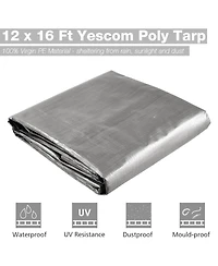 Yescom 12x16ft Heavy Duty Reinforced Poly Tarp 10-milWaterproof Tarpaulin Ground Sheet Camping Cover with Eyelets