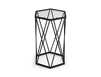 Slickblue Hexagonal Accent End Table with Tempered Glass Top and Metal Frame