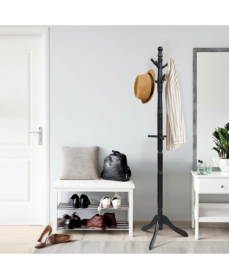 Slickblue Entryway Height Adjustable Coat Stand with 9 Hooks
