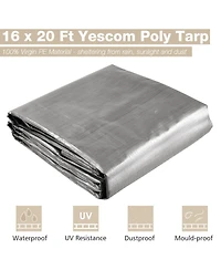 Yescom 2 Pack 16x20 Ft 10 Mil Poly Tarp Protective Cover Tarpaulin Outdoor Waterproof
