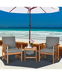 Slickblue 3PC Solid Wood Outdoor Patio Sofa Furniture Set
