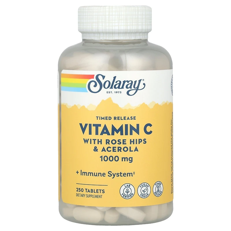 Solaray Timed Release Vitamin C with Rose Hips & Acerola 1 000 mg - 250 Tablets