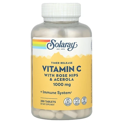 Solaray Timed Release Vitamin C with Rose Hips & Acerola 1 000 mg - 250 Tablets