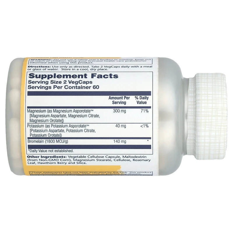 Solaray Magnesium Potassium Asporotates with Bromelain - 120 VegCaps