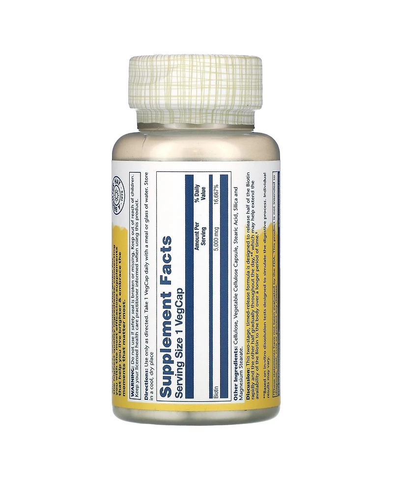 Solaray Biotin 5 000 mcg - 60 VegCaps