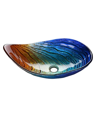 Aquaterior Waterdrop Shape Tempered Glass Vessel Sink Vanity Counter Top Basin
