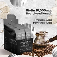 Codeage Multi Collagen and Biotin 10,000 mcg + Vitamin C, B6 & D3, Keratin, Hyaluronic Acid, Niacin, 18 Amino Acids - Stick Packs Supplement