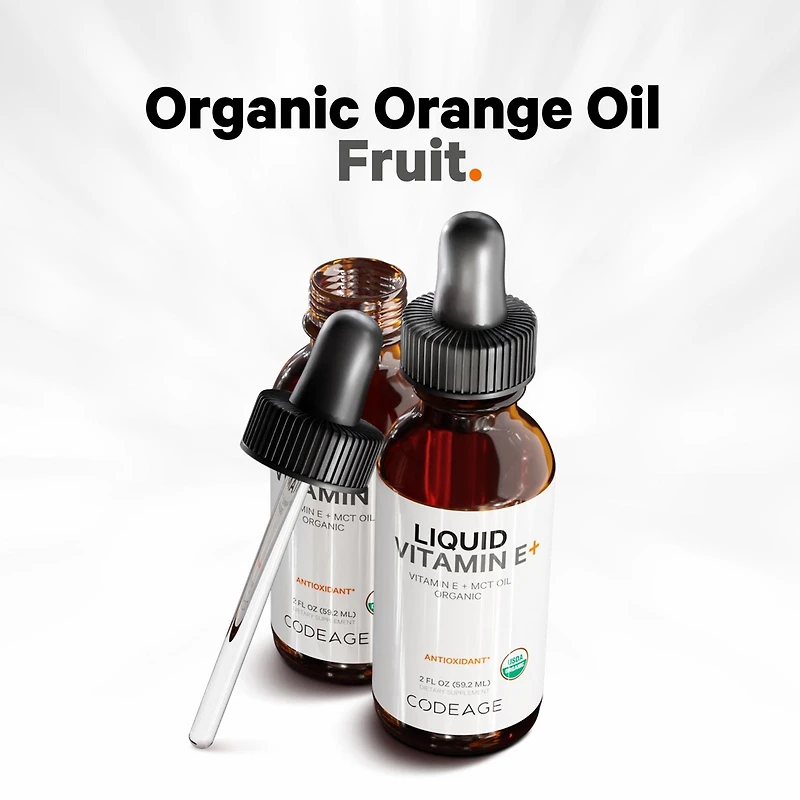 Codeage Liquid Vitamin E+ - Usda-Certified Organic Vitamin E - 2-Month Supply