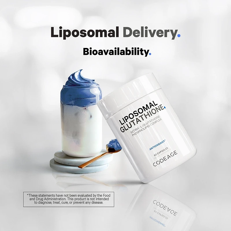 Codeage Liposomal Glutathione Supplement - Pure Reduced Setria L-Glutathione, Liposomal Delivery, Phospholipid Complex