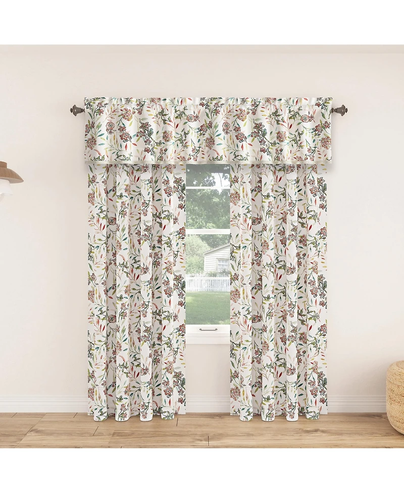 Lily Garden Watercolor Floral Semi-Sheer Rod Pocket Curtain Valance