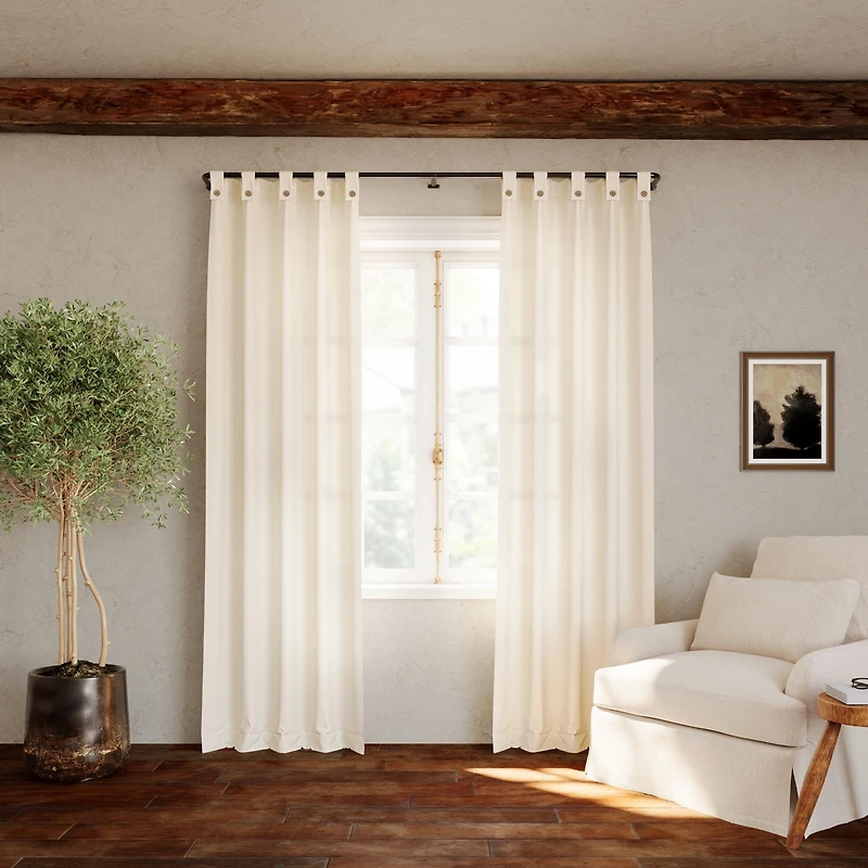 Cotton Blend Button Tab Top Curtain
