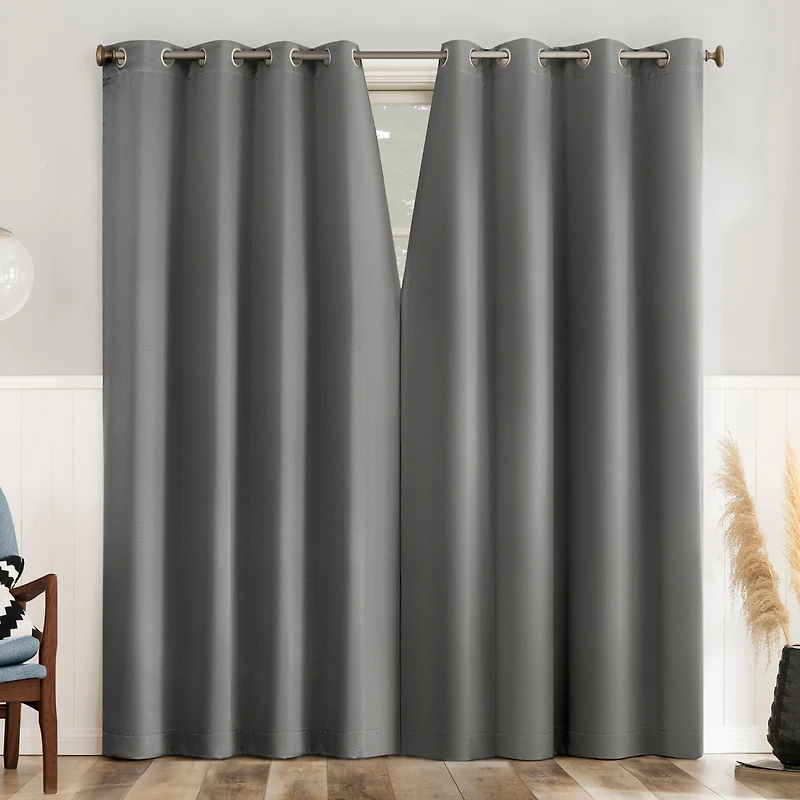 Brandon Magnetic Closure Room Darkening Grommet Curtain Panel Pair