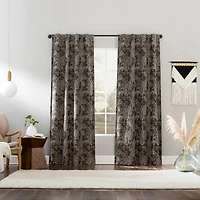Pedra Paisley Embroidery 100% Blackout Back Tab Curtain Panel