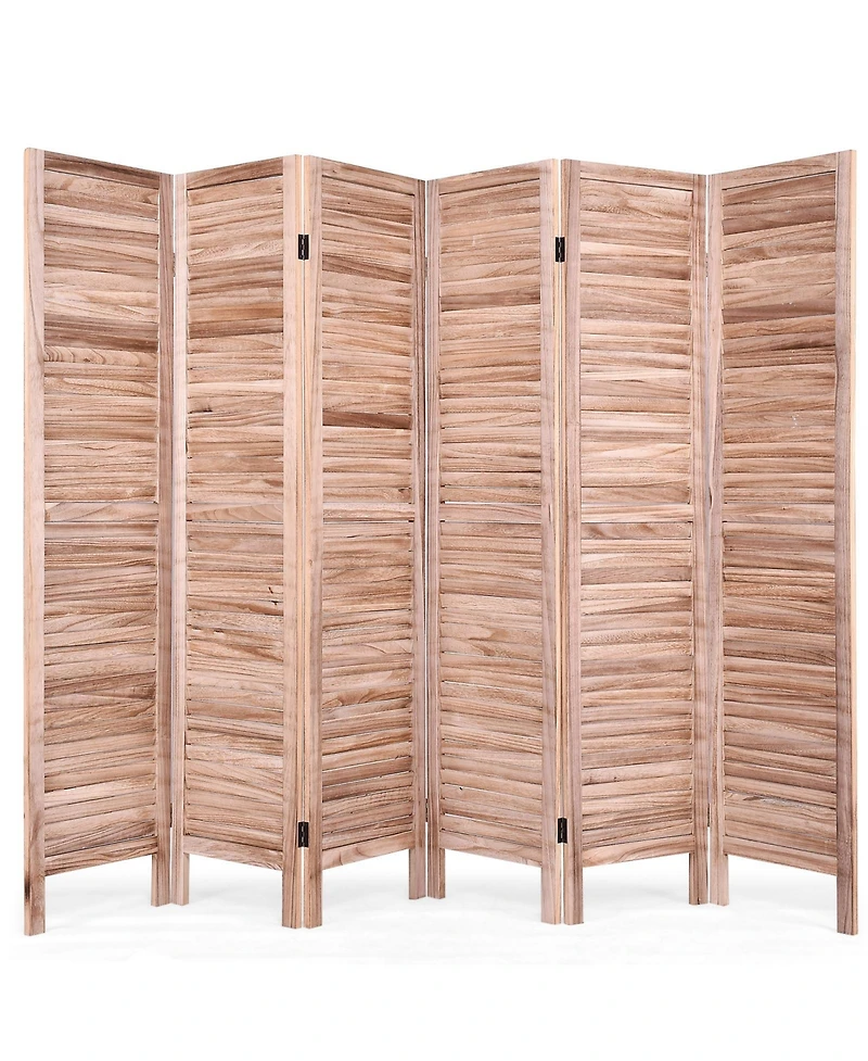 Slickblue 6 Panels Classic Venetian Wooden Slat Room Screen
