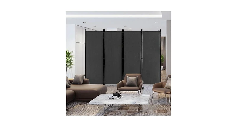 Slickblue 4-Panel Folding Room Divider 6 Feet Rolling Privacy Screen with Lockable Wheels