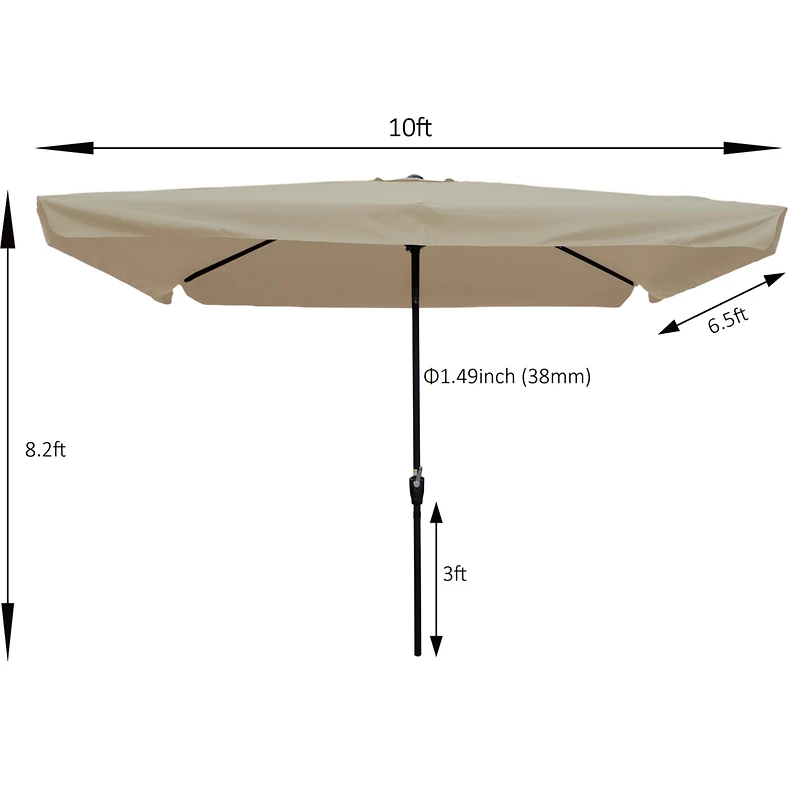Streamdale Furniture 10' x 6.5' Patio Umbrella with Crank and Button