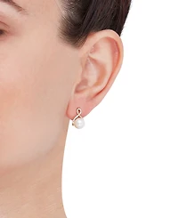 Honora Cultured Freshwater Pearl (7mm) & Diamond (1/6 ct. t.w.) Drop Earrings in 14k Gold