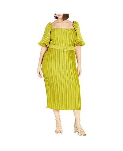 City Chic Plus Krista Pleat Dress
