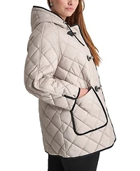 Dkny Plus Hooded Toggle-Front Quilted Coat