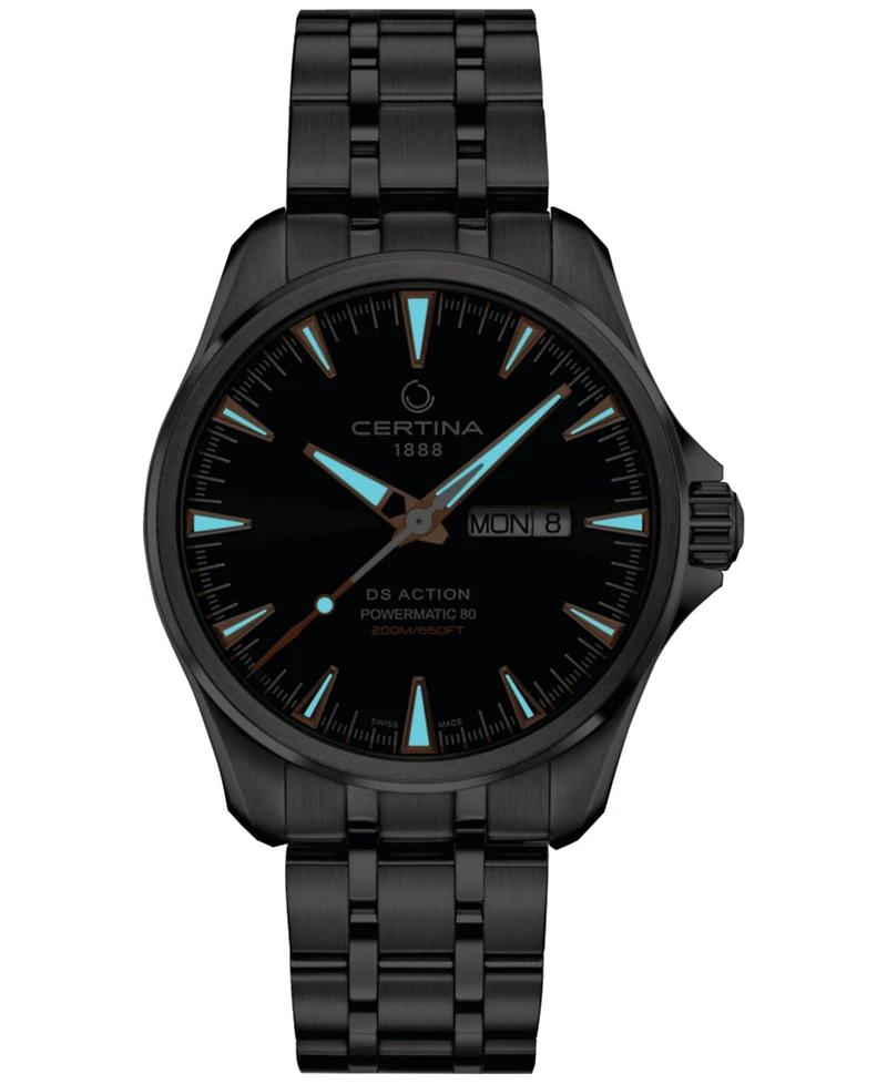 Certina Men's Swiss Automatic Ds Action Day-Date Powermatic 80 Stainless Steel Bracelet Watch 41mm