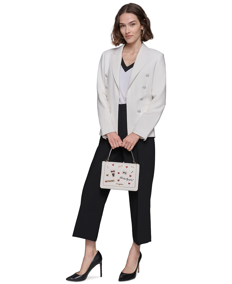 Karl Lagerfeld Paris Women's Peak-Lapel Faux-Double-Breasted Jacket