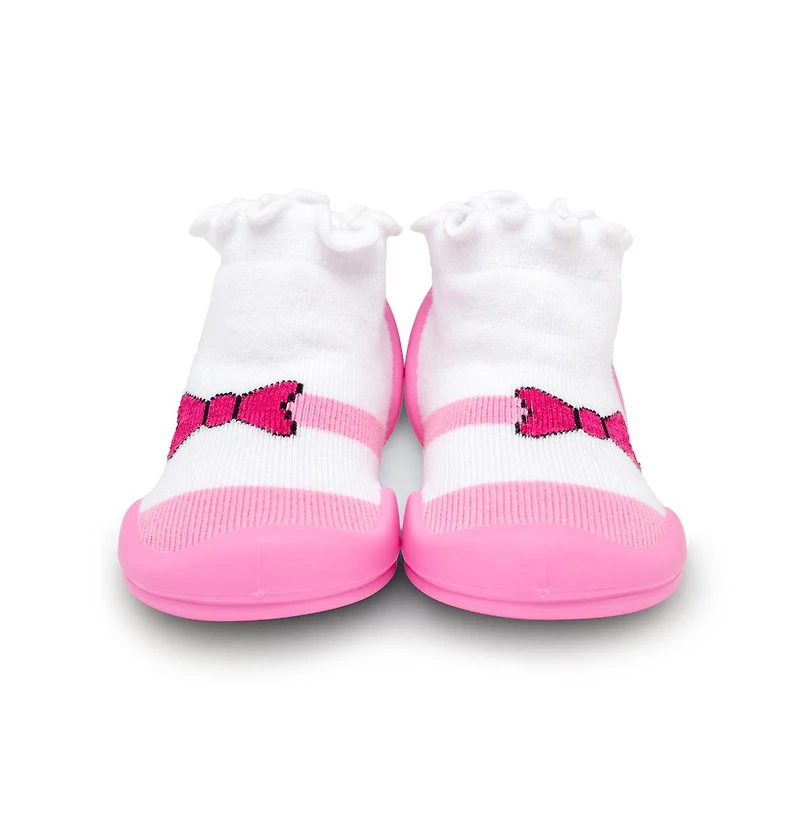 Komuello Infant Girl Breathable Washable Non-Slip Sock Shoes Mary Jane Bow