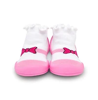 Komuello Infant Girl Breathable Washable Non-Slip Sock Shoes Mary Jane Bow