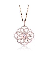 Fancy Sterling Silver With White Cubic Zirconia Intricate Flower Pendant