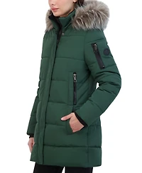 Nautica Women's Faux-Fur-Trim Hooded Puffer Coat