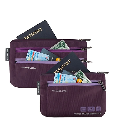 Travelon World Travel Essentials Currency and Passport Organizers, Set of 2