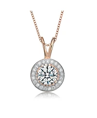 Sterling Silver Round-cut Cubic Zirconia Stud Pendant Necklace