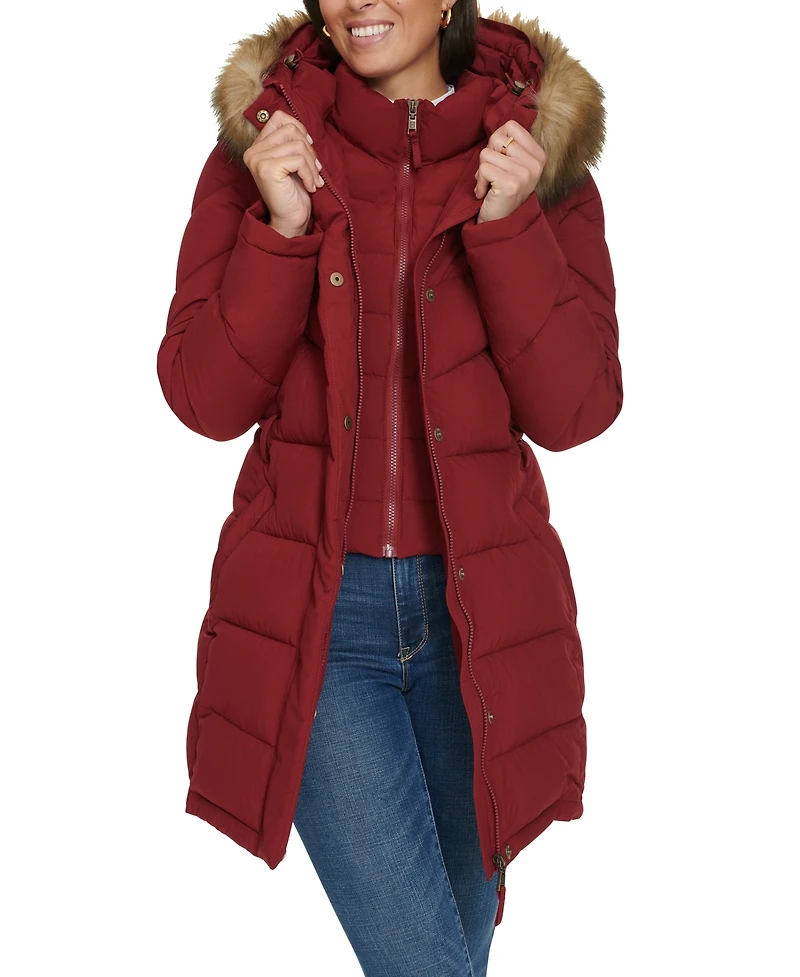 Tommy Hilfiger Women's Faux-Fur-Trim Hooded Puffer Coat, Created for Macy's