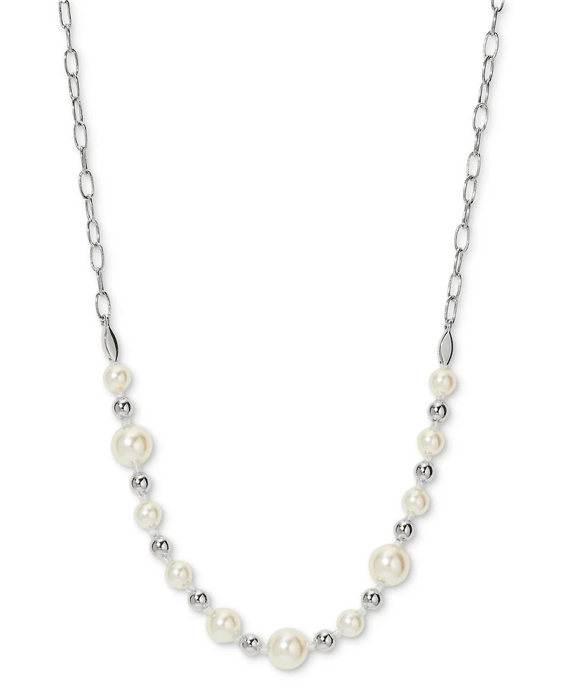 Ajoa by Nadri Silver-Tone Imitation Pearl Statement Necklace, 16" + 2" extender