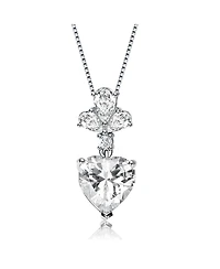 Sophisticated Sterling Silver White Gold Plated with Colored Heart Shaped Cubic Zirconia Pendant