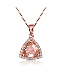 Sterling Silver 18K Rose Gold Overlay Champagne Cubic Zirconia Triangle Necklace
