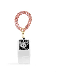 Anne Klein Women's Pink Plastic Acetate Chain Link Wrist Strap designed for iPhone