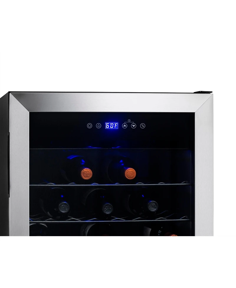 Newair 20” Wine Refrigerator – 50 Bottle Wine Cooler, Single Zone Freestanding Wine Fridge in Stainless Steel, Wine Chiller with Adjusta