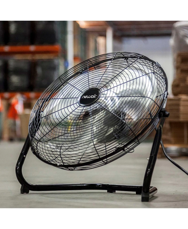 Newair 18" High-Velocity Industrial Floor Fan, Heavy Duty Metal Fan, Adjustable Tilt and 3 Speeds up to 4012 Cfm, Rotatory Switch | Garage Fan for Ind