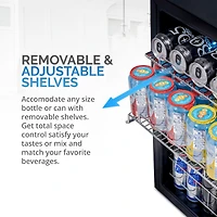 Newair 90 Can Beverage Refrigerator Cooler, Freestanding Small Mini Fridge in Stainless Steel for Home, Office or Bar