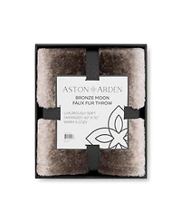 Aston & Arden Bronze Moon Faux Fur Throw Blanket, Soft, Furry Texture, Oversized Throw, 50x70, with Premium Gift Box