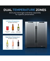 Newair Shadow Series Wine Cooler Refrigerator 18 Bottles & 59 Cans Dual Temperature Zones in Black